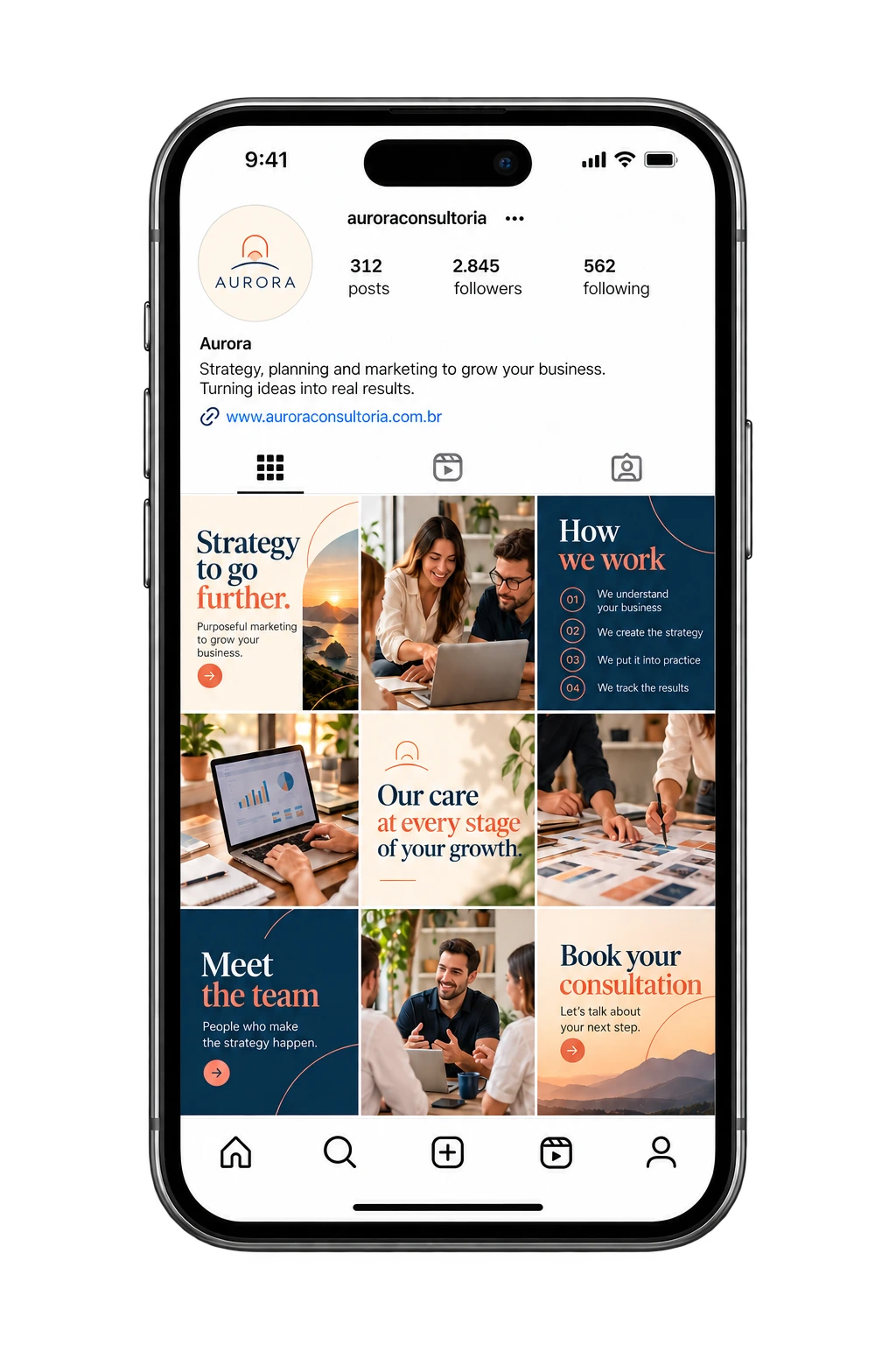Instagram profile with nine neatly arranged posts